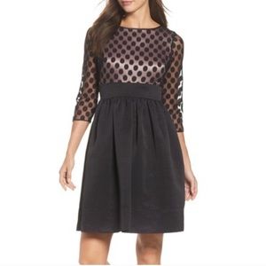 Eliza J Polka Dot fit and flare cocktail dress